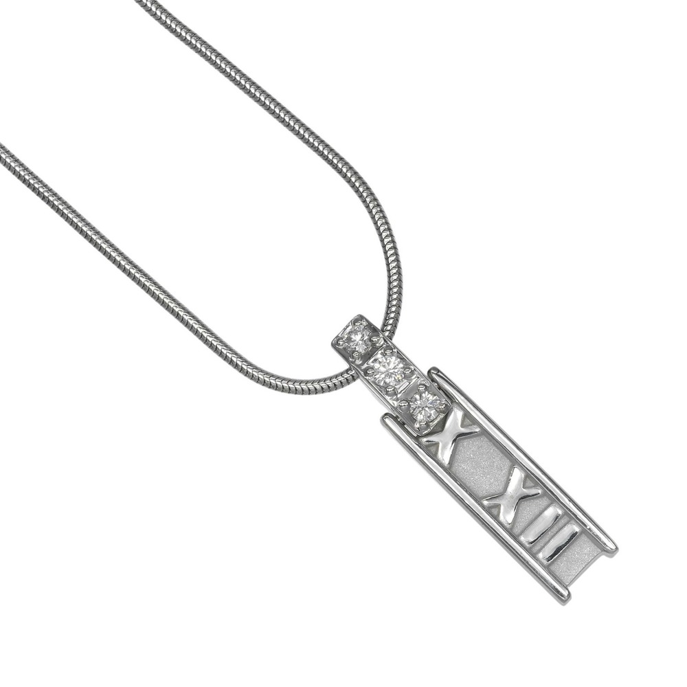 Tiffany & Co. Atlas Bar Necklace, 18K White Gold, Diamond, Approx. 7.1g.
